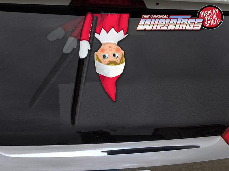 Iprokiu Christmas Reindeer Elf Rear Wiper Decal - Funny Waving Arm Sticker For Car Window