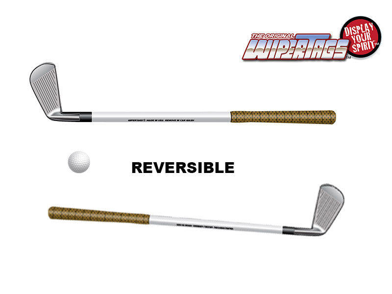 Golf Club and Ball WiperTag accessory attach to rear wiper blades