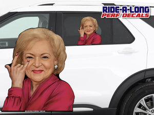 Betty White *RIDE A LONG* Perforated Decal