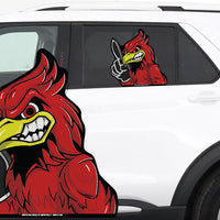 *NEW* Cardinal Mascot 2 #1 Foam Finger *RIDE A LONG* Perforated Decal