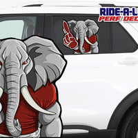 *NEW* Elephant Mascot #1 Foam Finger *RIDE A LONG* Perforated Decal