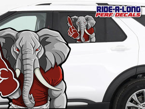 *NEW* Elephant Mascot #1 Foam Finger *RIDE A LONG* Perforated Decal