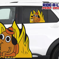 *NEW* It's Fine Dog in Flames *RIDE A LONG* Perforated Decal
