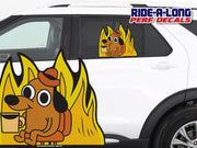 *NEW* It's Fine Dog in Flames *RIDE A LONG* Perforated Decal