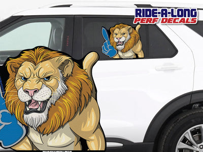 *NEW* Lions Mascot #1 Foam Finger *RIDE A LONG* Perforated Decal