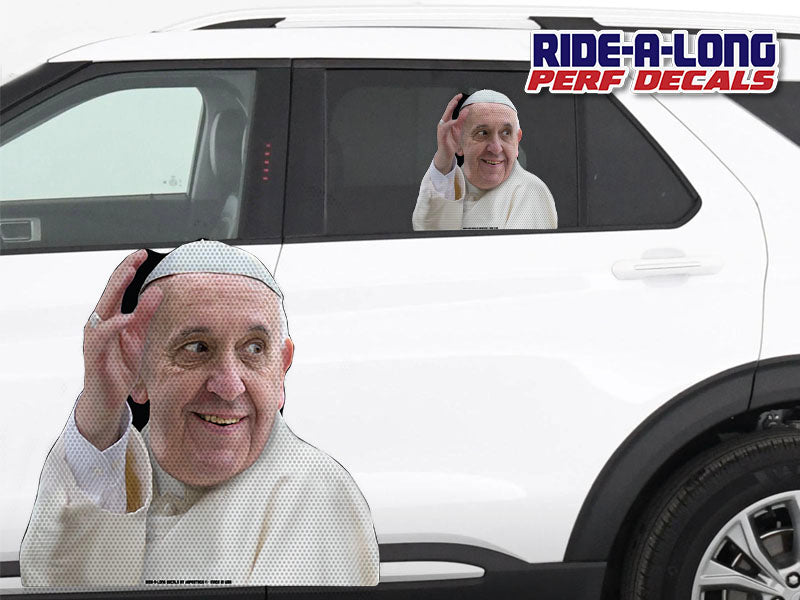 Pope Francis Waving perforated see thru window decal car sticker ...