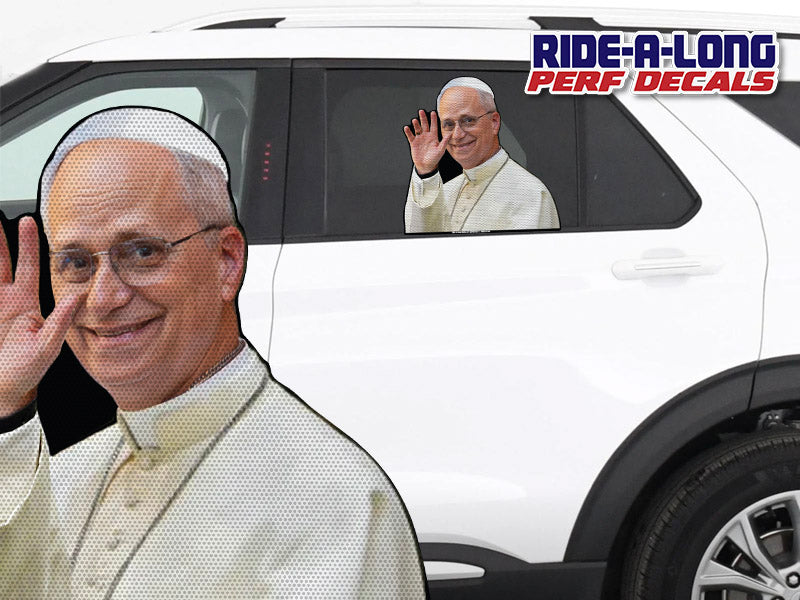 Pope Leo XIV Waving perforated see thru window decal car sticker ...