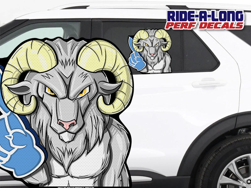 *NEW* Ram Mascot #1 Foam Finger *RIDE A LONG* Perforated Decal