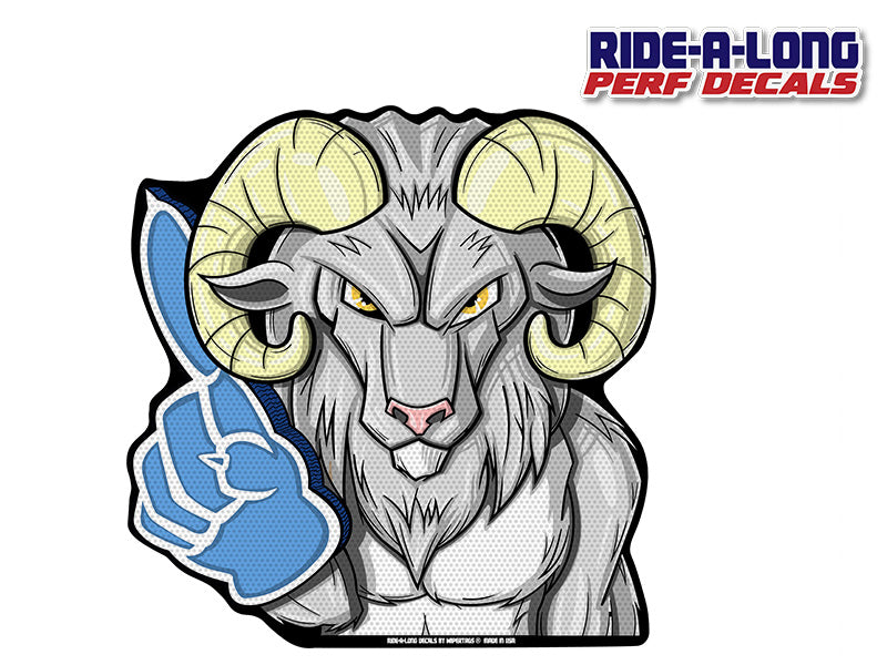 Go Rams Pointing Finger Rams Foam #1 Finger Mascot perforated backseat window decal sticker for ...