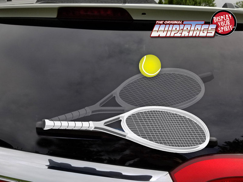 Tennis Racquet WiperTag with Ball cover attaches to rear wiper blade ...