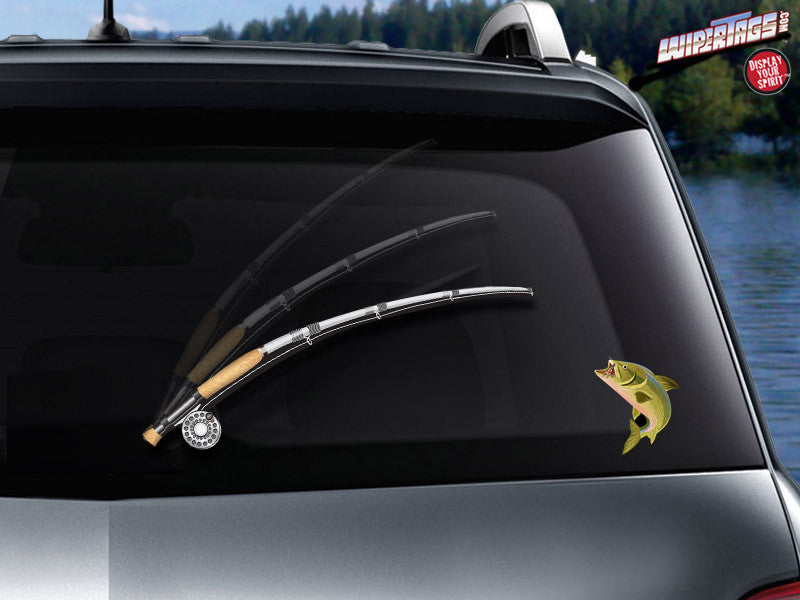Fly Fishin' WiperTag with Fish Decal attach to rear wiper blade