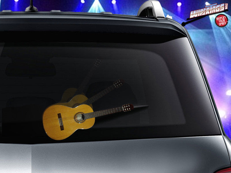Acoustic classic guitar WiperTag attaches to rear wiper blades