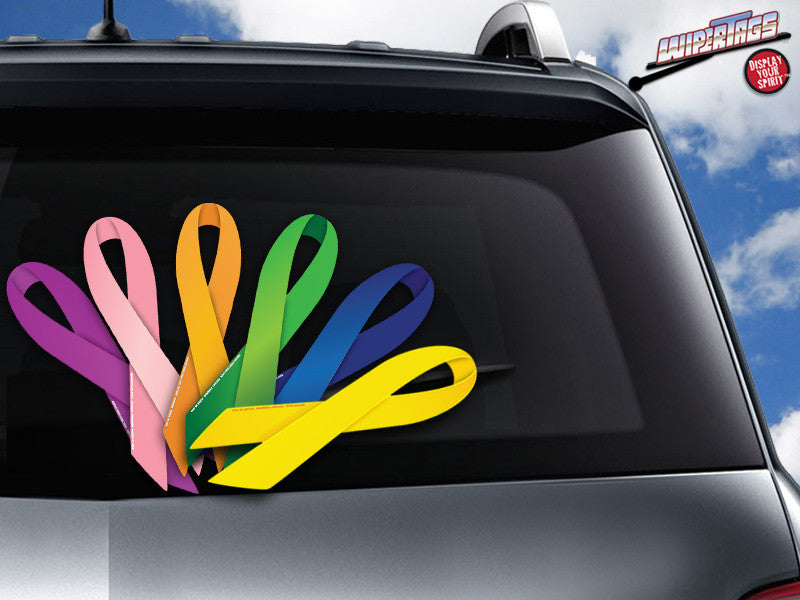 Ribbon Awareness Ribbon WiperTag cover attach to rear wipers | WiperTags