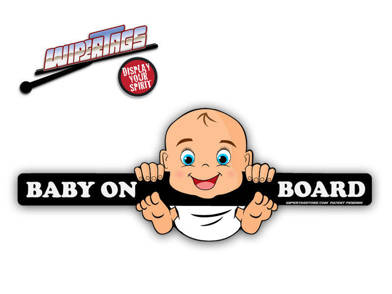 Baby on Board in Diaper WiperTag cover attaches to rear wiper blade