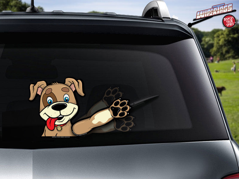 Barley Rescue Dog Waving WiperTag covers attach to rear wiper blades ...