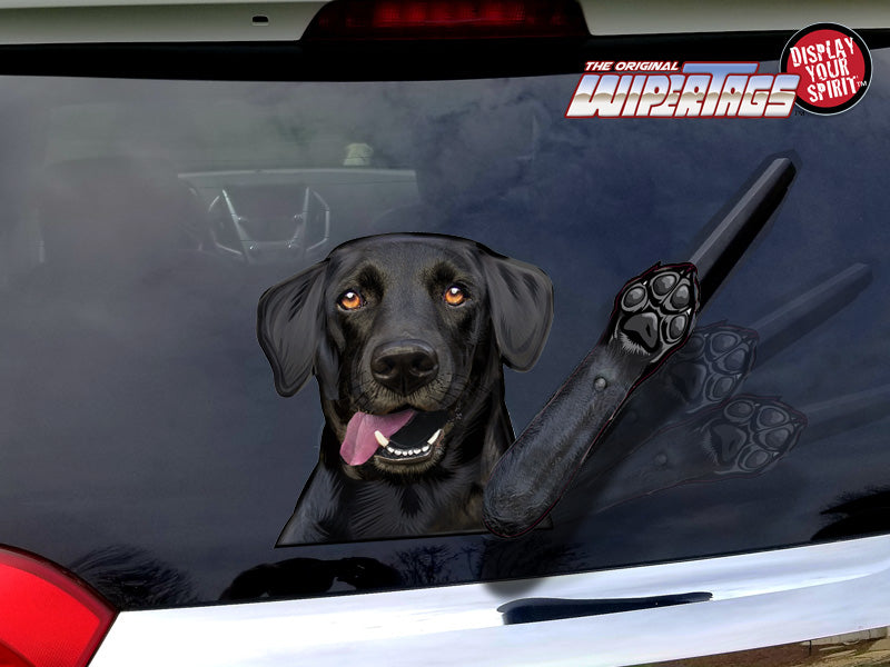 Indy the Waving Black Labrador Retriever Dog Decal WiperTag for rear ...