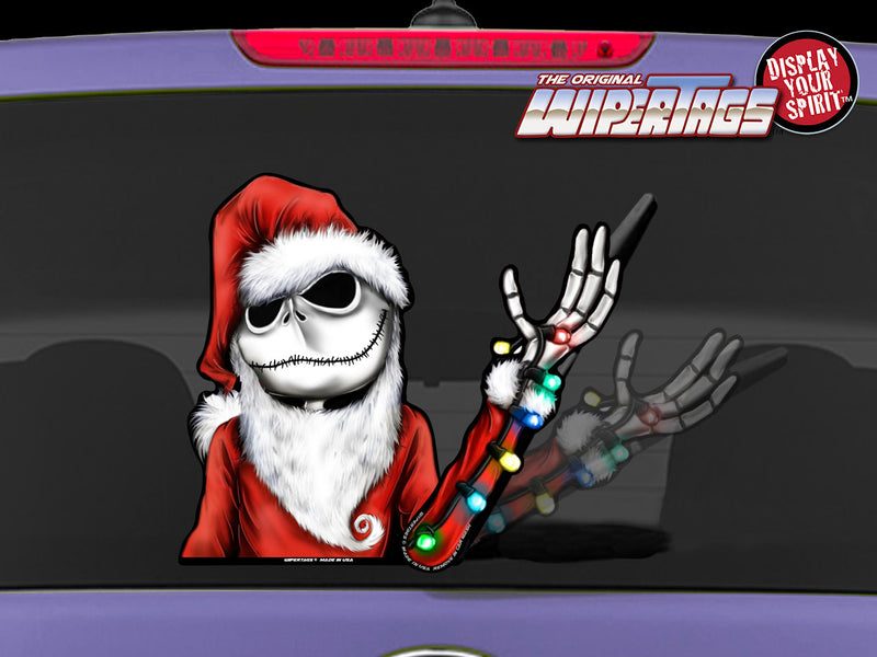 Jack Santa holding christmas lights WiperTag with Decal attach to