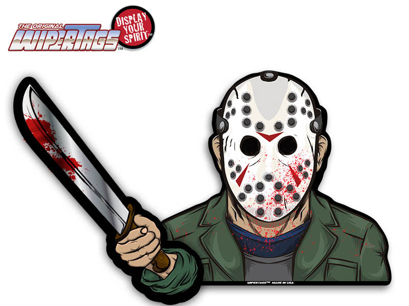 Waving Machete Jason Hockey Mask killer WiperTag attach to rear vehicle ...