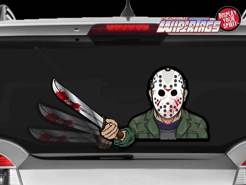 Waving Machete Jason Hockey Mask killer WiperTag attach to rear vehicle ...