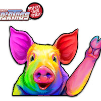 Beautiful Rainbow Waving Pig WiperTags