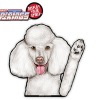 Poodle Winnie White Waving Dog WiperTags