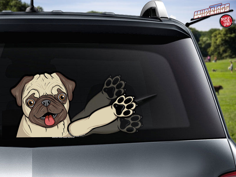 Pugly Rescue Dog Waving WiperTags