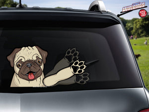 Pugly Rescue Dog Waving WiperTags