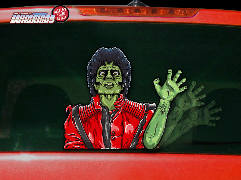 Thriller Zombie Waving WiperTag attach to rear vehicle wiper